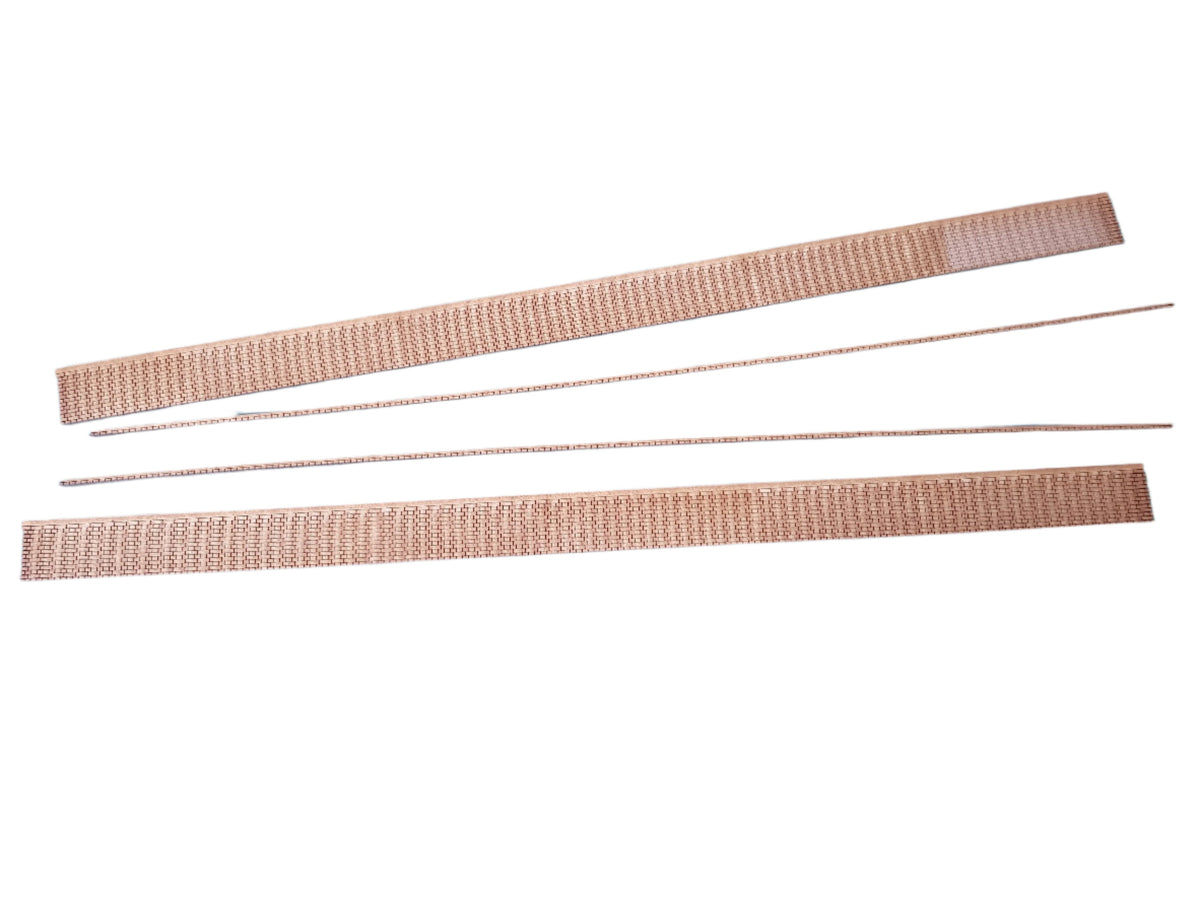 Two lengths of laser-cut 2mm MDF platform walls with edging strip and two ramps for model train scenery, displayed on a white background.