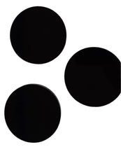 Load image into Gallery viewer, Three round black acrylic bases for model figures or gaming