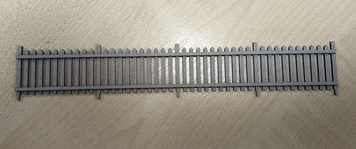 A greyboard fencing kit for model railroads, showing the back runners 