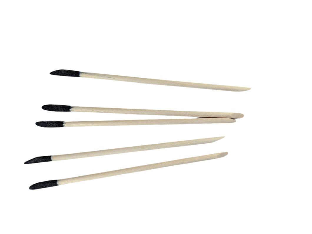 Wooden Sanding Sticks with a sharp tip and rounded back 