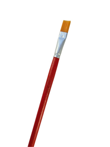 Paintbrush with red handle and silver ferrule