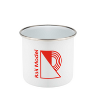 Load image into Gallery viewer, Enamel Mug 12oz Workshop Mug - Rail Model Red Logo