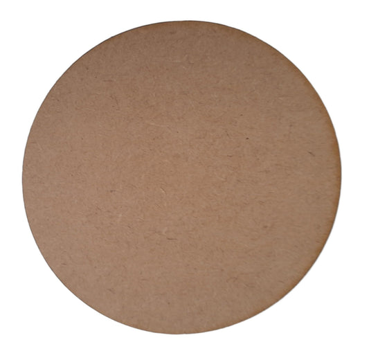 A round, beige-colored MDF model base for hobby and model figures.
