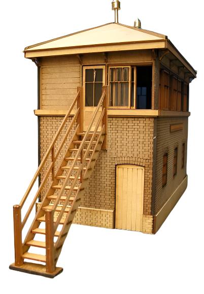 A 4mm scale model of the Leamington South Junction Signal Box, featuring laser cut details and wooden construction.
