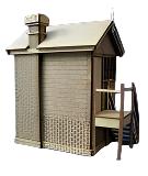 A 7mm scale model of the Llansantffraid Crossing Signal Box, featuring laser etched details, windows, gutter, downpipe, and tiles.